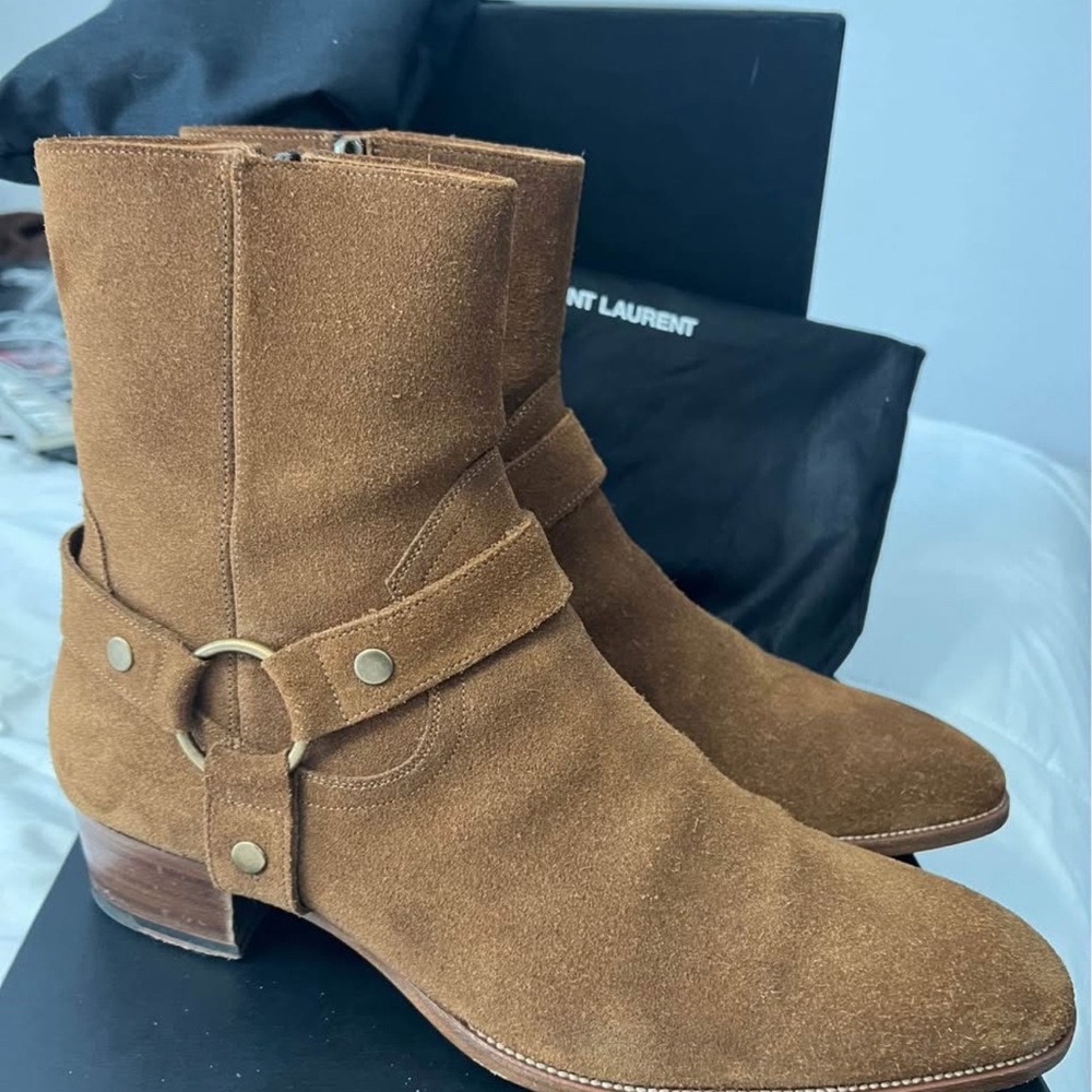 Saint Laurent Wyatt Harness Boots Size 13